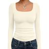 imageTrendy Queen Womens Long Sleeve Shirts Crop Tops Fall Fashion 2025 Square Neck Going Out Basics Tees Y2k ClothesLight Apricot
