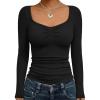 imageTrendy Queen Womens Long Sleeve Shirts Going Out Crop Tops Sweetheart Neck Workout TopsBlack