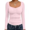 imageTrendy Queen Womens Long Sleeve Shirts Going Out Crop Tops Sweetheart Neck Workout TopsPink