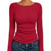imageTrendy Queen Womens Long Sleeve Shirts Ribbed Underscrub Tops Boat Neck Basic Tees Fall Fashion Clothes 2025Red