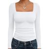 imageTrendy Queen Womens Long Sleeve Shirts Square Neck Going Out Crop Tops Fashion Y2k Workout Clothes Fall Outfits 2025White
