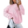 imageTrendy Queen Womens Oversized Cable Knit Crewneck SweatersPastel Pink