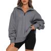 imageTrendy Queen Womens Oversized Sweatshirts Fall Sweaters Fashion Hoodies Half Zip Pullover Long Sleeve Shirts ClothesDarkgrey