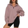 imageTrendy Queen Womens Oversized Sweatshirts Fall Sweaters Fashion Hoodies Half Zip Pullover Long Sleeve Shirts ClothesDarkpink