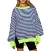 imageTrendy Queen Womens Oversized Sweatshirts Hoodies Crewneck Shirts Fall Outfits Teen Girls Y2k Winter ClothesStripedpink