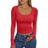 imageTrendy Queen Womens Scoop Neck Long Sleeve Shirts Skinny Going Out Crop Tops Cute Fall Fashion 2025 ClothesRed