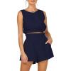 imageTrendy Queen Womens Summer 2 Piece Outfits Short Sets Matching Sleeveless Tank Top High Waisted Shorts with PocketsDarkblue