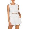imageTrendy Queen Womens Summer 2 Piece Outfits Short Sets Matching Sleeveless Tank Top High Waisted Shorts with PocketsWhite