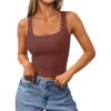 imageTrendy Queen Womens Summer Square Neck Tank Tops Workout Cropped Ribbed Summer Camisole Sleeveless Clothes 2025Rust
