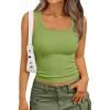 imageTrendy Queen Womens Summer Tank Tops Square Neck Ribbed Sleeveless Basic Crop Going Out Slim Fitted Y2k Clothes 2025Green
