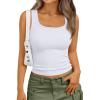 imageTrendy Queen Womens Summer Tank Tops Square Neck Ribbed Sleeveless Basic Crop Going Out Slim Fitted Y2k Clothes 2025White