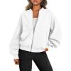 imageTrendy Queen Womens Sweatshirts Zip Up Jackets Hoodies Oversized Gym Tops Casual Fall Outfits Y2k Fashion Winter Clothes 2025White