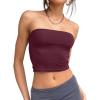 imageTrendy Queen Womens Tube Tops Strapless Crop Tops Basic Backless Sleeveless Bandeau Going Out Cute 2025 Summer OutfitsWine Red