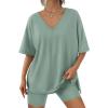 imageTrendy Queen Womens Two Piece Lounge Sets Summer Outfits 2025 Spring Fashion Vacation Tops Shorts Matching TracksuitsLightgreen