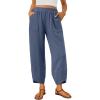 imageTrendy Queen Womens Wide Leg Pants Summer Capri Palazzo Harem Casual Barrel Sweatpants Baggy Slacks with PocketsGreyblue