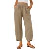 imageTrendy Queen Womens Wide Leg Pants Summer Capri Palazzo Harem Casual Barrel Sweatpants Baggy Slacks with PocketsKhaki