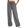 imageTrendy Queen Womens Wide Leg Sweatpants High Waisted Baggy Lounge Pants Drawstring Athletic Flared Joggers with PocketsDarkgrey