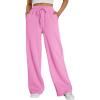 imageTrendy Queen Womens Wide Leg Sweatpants High Waisted Baggy Lounge Pants Drawstring Athletic Flared Joggers with PocketsPink