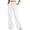 imageTrendy Queen Womens Wide Leg Sweatpants High Waisted Baggy Lounge Pants Drawstring Athletic Flared Joggers with PocketsWhite