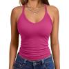 imageTrendy Queen Womens Workout Tank Tops Racerback Summer 2025 Camisole Top V Neck Ribbed Sleeveless Beach Fashion ClothesHotpink