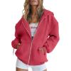 imageTrendy Queen Womens Zip Up Hoodies Oversized Sweatshirts Fall School Fashion Outfits Casual Jackets 2025 Winter ClothesWatermelon