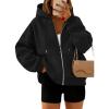 imageTrendy Queen Zip Up Hoodies For Women Cropped Sweatshirts Fall Fashion Outfits 2025 Y2k Fleece Teen Girls ClothesBlack