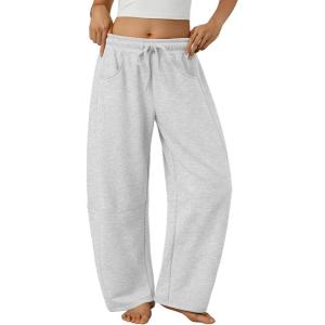 imageTrendy Queen Barrel Sweatpants Womens Wide Leg Pants Baggy Palazzo Lounge Comfy Flowy Pants Teen Girls Fall Clothes OutfitsGrey