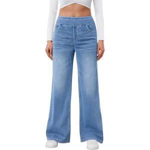 imageTrendy Queen Jeans for Women Wide Leg High Waisted Stretchy Straight Baggy Jeans Fashion Denim Fall Pants 2025Light Blue