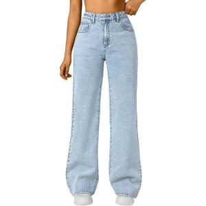imageTrendy Queen Jeans for Women Wide Straight Leg High Waisted Stretchy Baggy Jeans Fashion Loose Denim Pants Fall 2025Snowblue