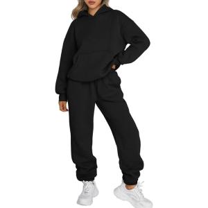 imageTrendy Queen Sweatsuits Women 2 Piece Outfit Two Piece Lounge Sets Hoodies and Sweatpants Fall Fashion Clothes 2025 TracksuitBlack