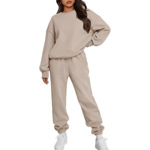 imageTrendy Queen Sweatsuits Women 2 Piece Outfits Two Piece Crewneck Sweatshirts Sets Lounge Fall Sweatpants 2025 TracksuitsCoffeegrey