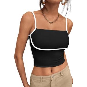 imageTrendy Queen Tank Tops for Women 2024 Tube Tops Going Out Spaghetti Strap Camisole Tops Cute Basic Top Y2K Crop Tops Clothes for Teen Girls Black Medium