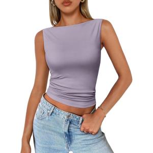 imageTrendy Queen Women Going Out Summer Tank Tops Spring Casual Basic Cute 2025 Sleeveless Shirt Vacation Fashion Outfit ClothesPurple