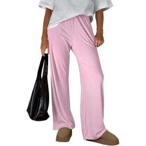 imageTrendy Queen Womens Business Casual Pants Barrel Sweatpants Wide Leg Comfy Lounge Pants Baggy Flowy Ribbed Fall OutfitsPink
