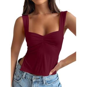 imageTrendy Queen Womens Going Out Crop Tops Backless Tank Tops Summer Y2k Teen Girls Basics Cute ClothesBurgundy