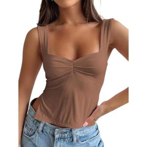 imageTrendy Queen Womens Going Out Crop Tops Backless Tank Tops Summer Y2k Teen Girls Basics Cute ClothesCoffeegrey