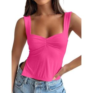 imageTrendy Queen Womens Going Out Crop Tops Backless Tank Tops Summer Y2k Teen Girls Basics Cute ClothesNeonpink