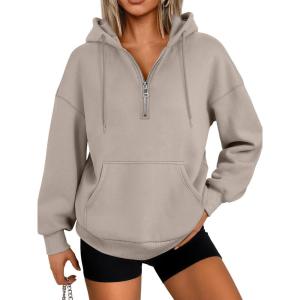 imageTrendy Queen Womens Hoodies Fleece Fashion Half Zip Sweatshirts Cute Y2k Fall Clothes 2025Coffeegrey