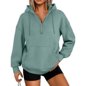 imageTrendy Queen Womens Hoodies Fleece Fashion Half Zip Sweatshirts Cute Y2k Fall Clothes 2025Green