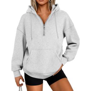 imageTrendy Queen Womens Hoodies Fleece Fashion Half Zip Sweatshirts Cute Y2k Fall Clothes 2025Grey