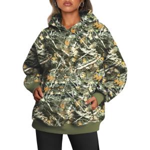 imageTrendy Queen Womens Oversized Hoodies Fleece Sweatshirts Fall Fashion 2025 Pullover Sweaters Winter ClothesCamo Darkgreen