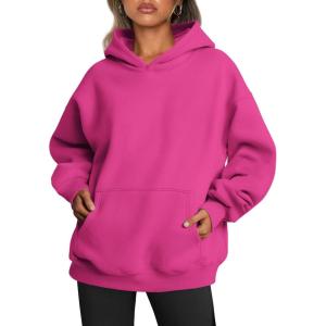 imageTrendy Queen Womens Oversized Hoodies Fleece Sweatshirts Fall Fashion 2025 Pullover Sweaters Winter ClothesHot Pink