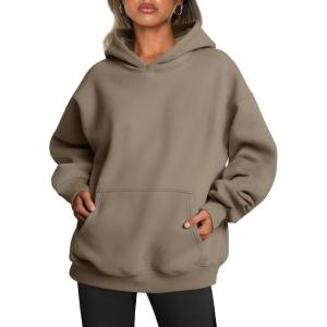 imageTrendy Queen Womens Oversized Hoodies Fleece Sweatshirts Fall Fashion 2025 Pullover Sweaters Winter ClothesLight Coffee