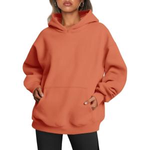 imageTrendy Queen Womens Oversized Hoodies Fleece Sweatshirts Fall Fashion 2025 Pullover Sweaters Winter ClothesMelon Orange