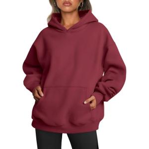 imageTrendy Queen Womens Oversized Hoodies Fleece Sweatshirts Fall Fashion 2025 Pullover Sweaters Winter ClothesRed