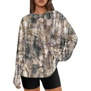 imageTrendy Queen Womens Oversized Long Sleeve T Shirts 2025 Basic Crewneck Tee Fall Tops Casual Workout Y2K ClothesCamokhakigrey