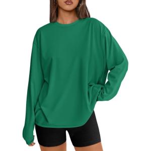 imageTrendy Queen Womens Oversized Long Sleeve T Shirts 2025 Basic Crewneck Tee Fall Tops Casual Workout Y2K ClothesGreen