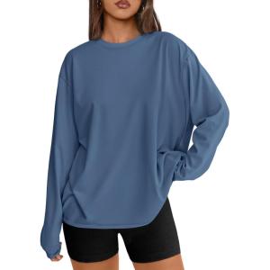 imageTrendy Queen Womens Oversized Long Sleeve T Shirts 2025 Basic Crewneck Tee Fall Tops Casual Workout Y2K ClothesHazeblue