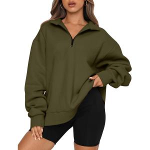 imageTrendy Queen Womens Oversized Sweatshirts Fall Sweaters Fashion Hoodies Half Zip Pullover Long Sleeve Shirts ClothesArmygreen