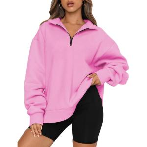 imageTrendy Queen Womens Oversized Sweatshirts Fall Sweaters Fashion Hoodies Half Zip Pullover Long Sleeve Shirts ClothesPink